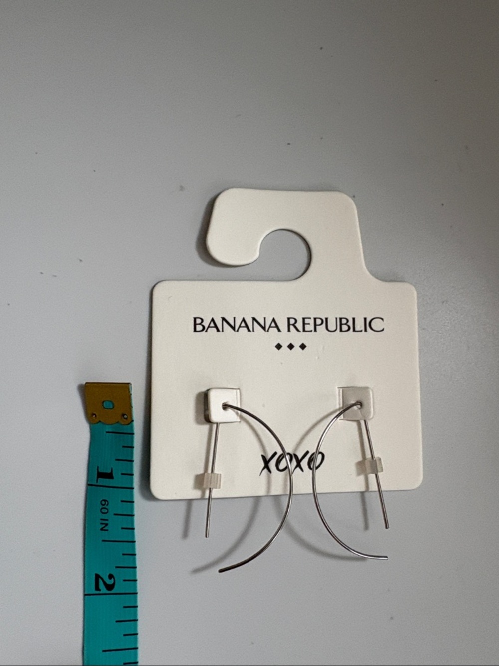 NWT [Banana Republic] XOXO Silver Semi Circle Hoop Threader Earrings Medium Size - Picture 9 of 10